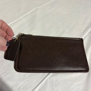Coach Dark Brown Leather Wristlet